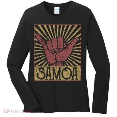 Vintage Shaka Samoa Samoan Beach Sunset Surfer Women's Long Sleeve Shirt
