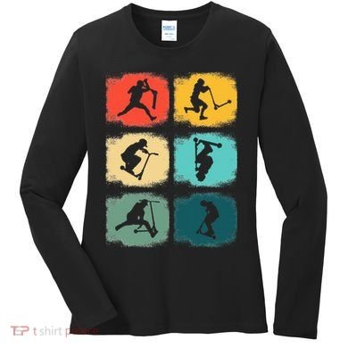 Vintage Stunts Scooter Trick Rider Scooter Gift Women's Long Sleeve Shirt