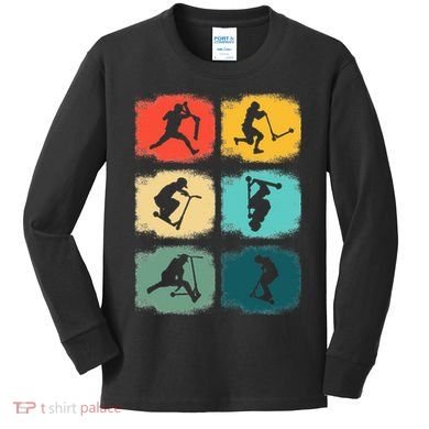 Vintage Stunts Scooter Trick Rider Scooter Gift Kids Long Sleeve Shirt