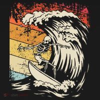 Vintage Surfing Skeleton Halloween Surfboard T-Shirt thumb 7