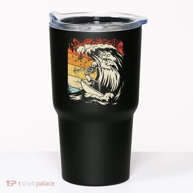 Vintage Surfing Skeleton Halloween Surfboard Tumbler