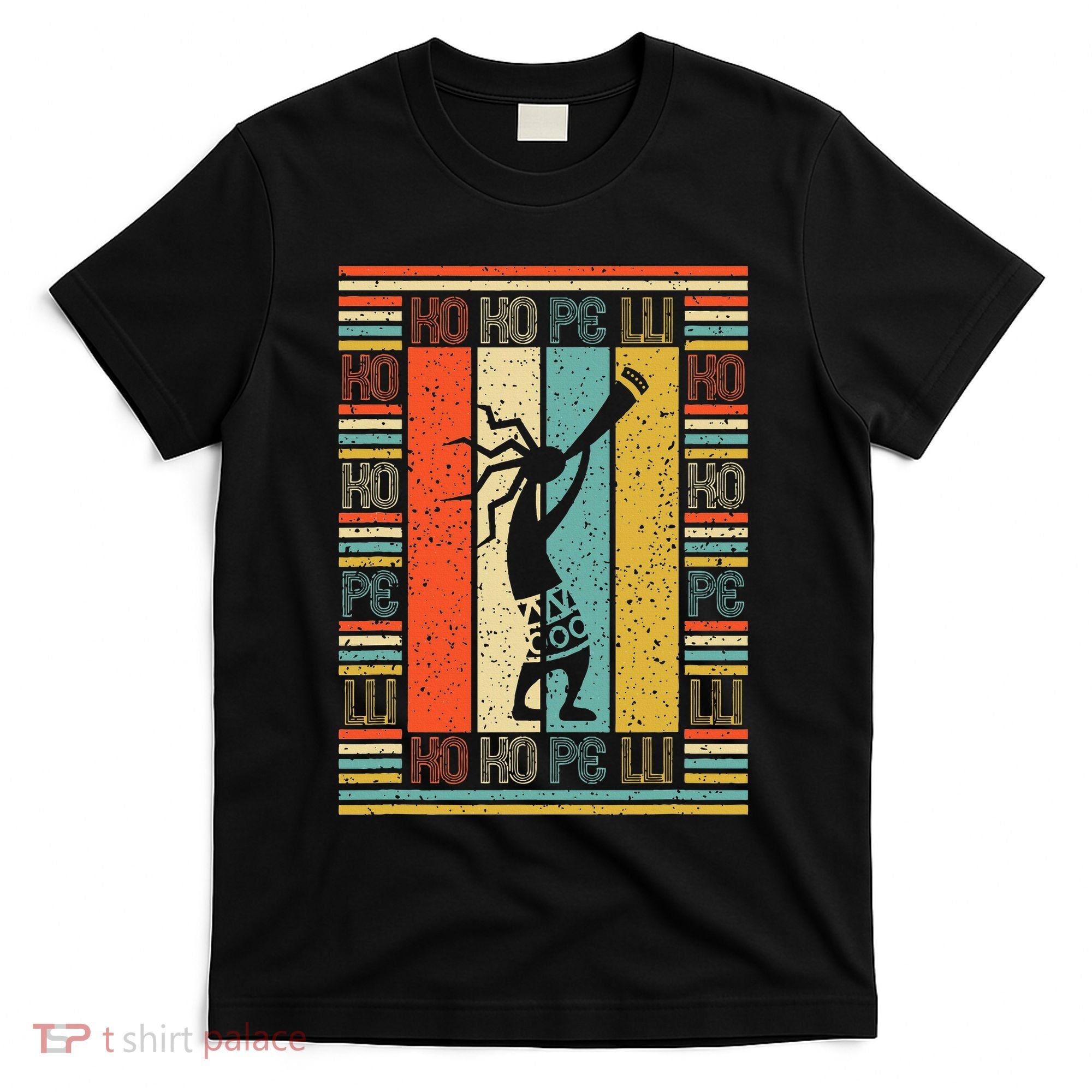 Vintage Style Silhouette Kokopelli Flute Native American T-Shirt