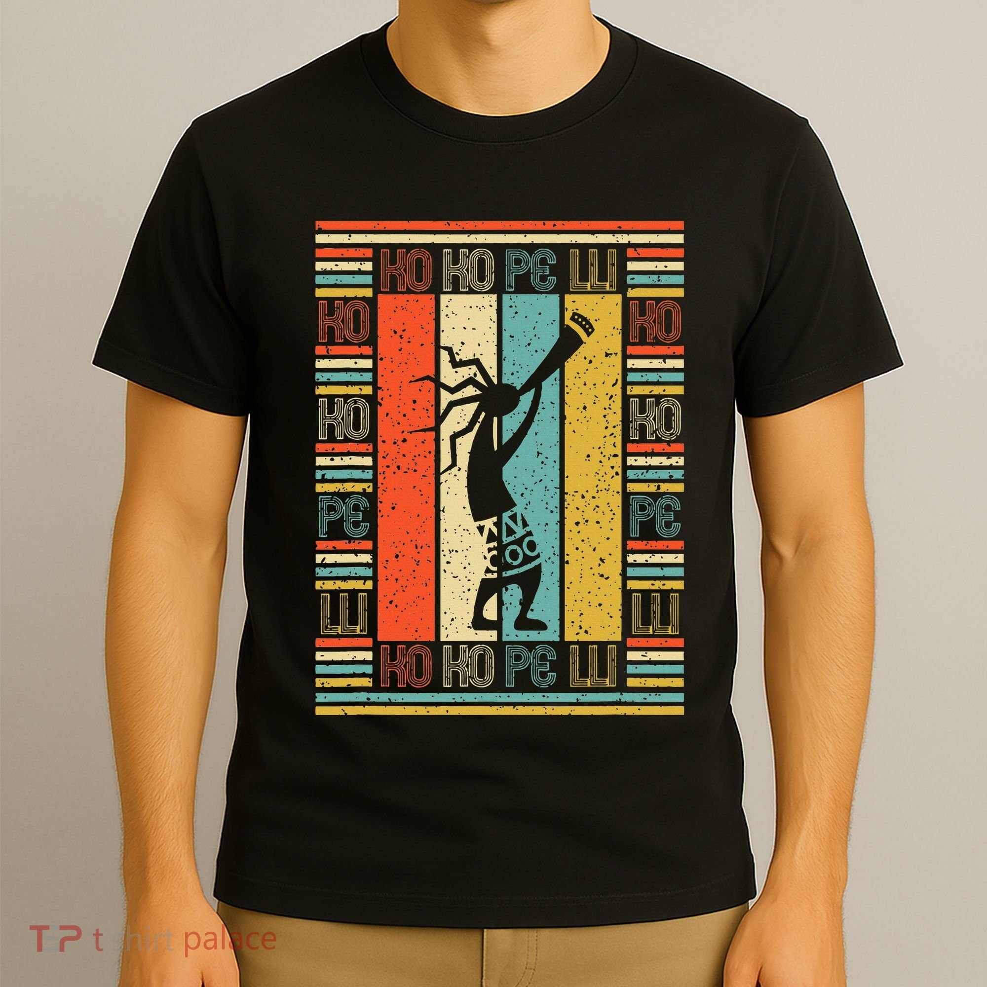Vintage Style Silhouette Kokopelli Flute Native American T-Shirt