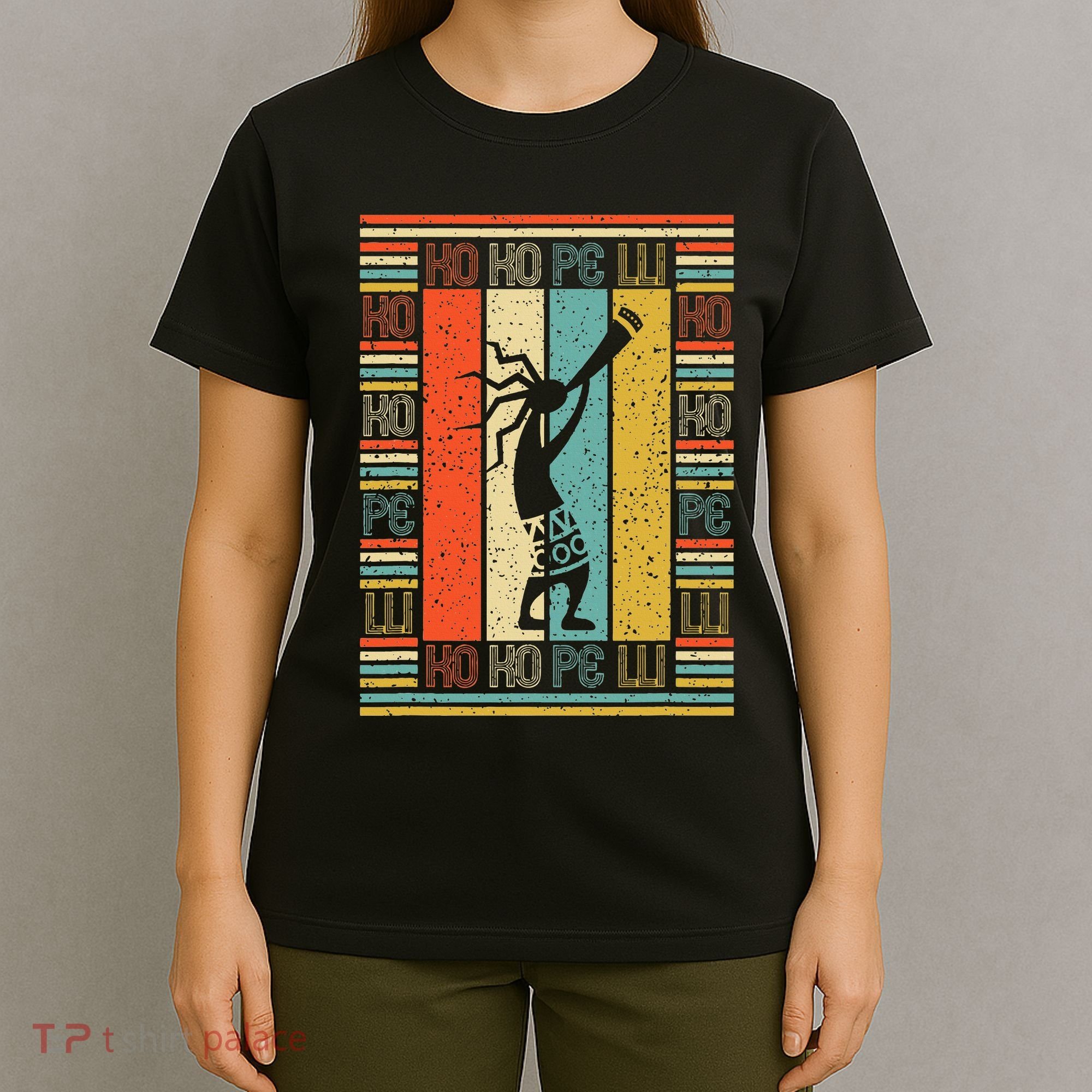 Vintage Style Silhouette Kokopelli Flute Native American T-Shirt
