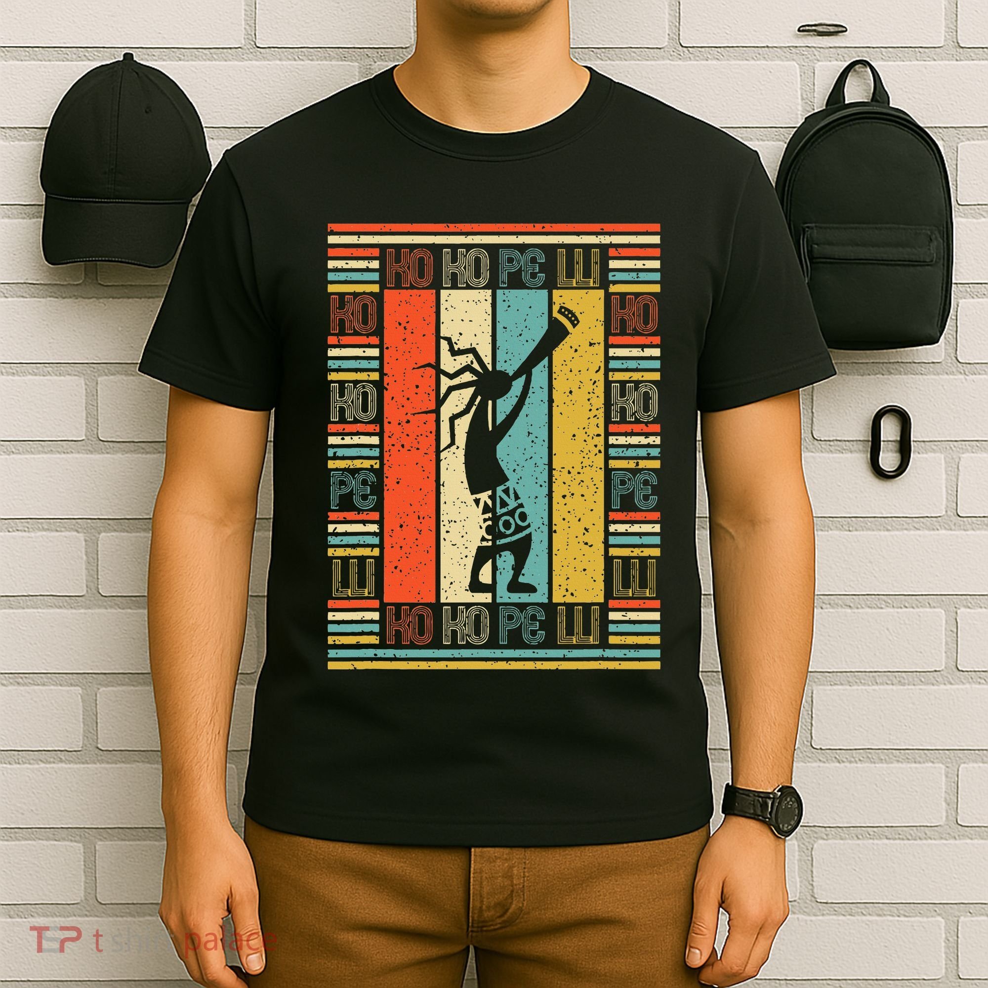 Vintage Style Silhouette Kokopelli Flute Native American T-Shirt
