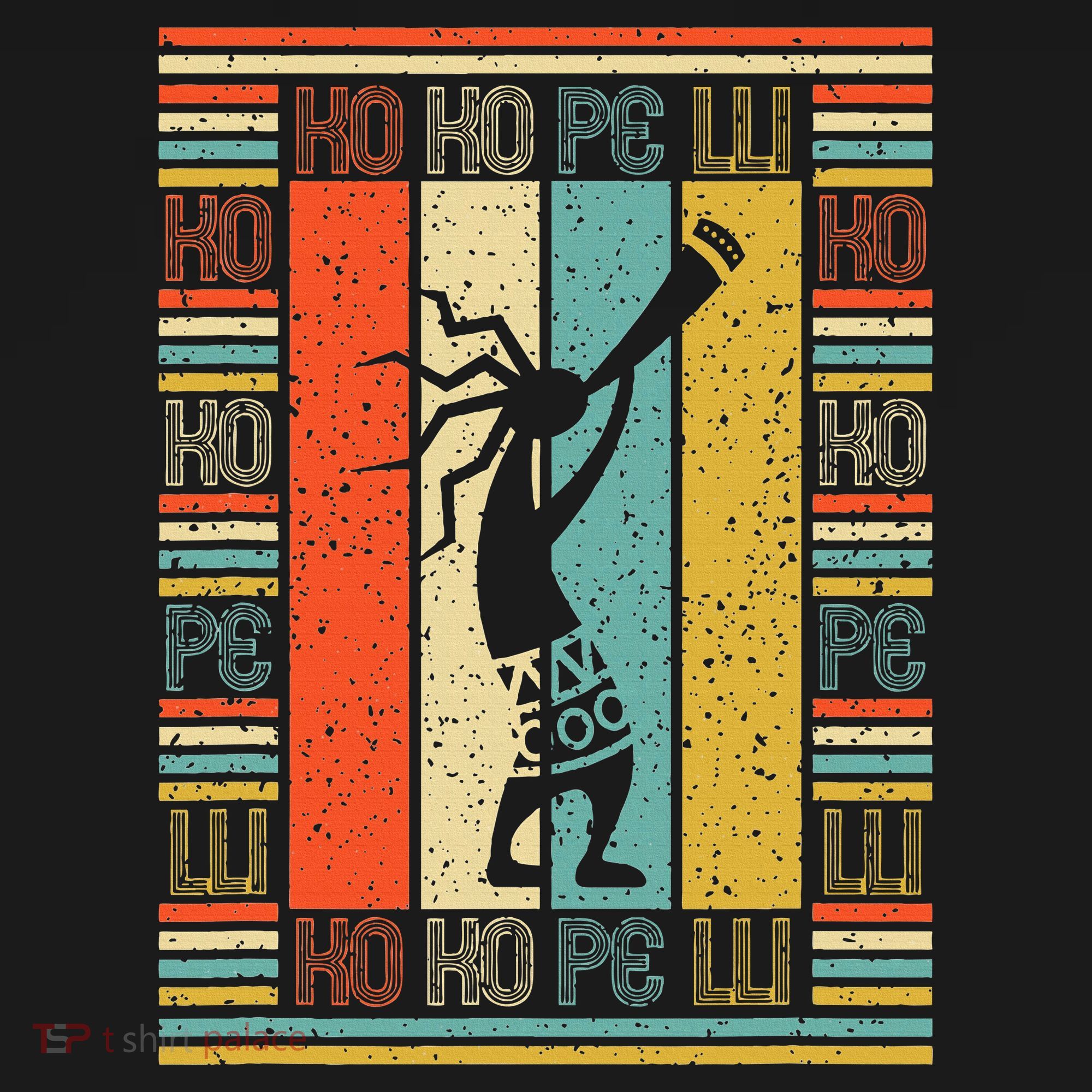 Vintage Style Silhouette Kokopelli Flute Native American T-Shirt