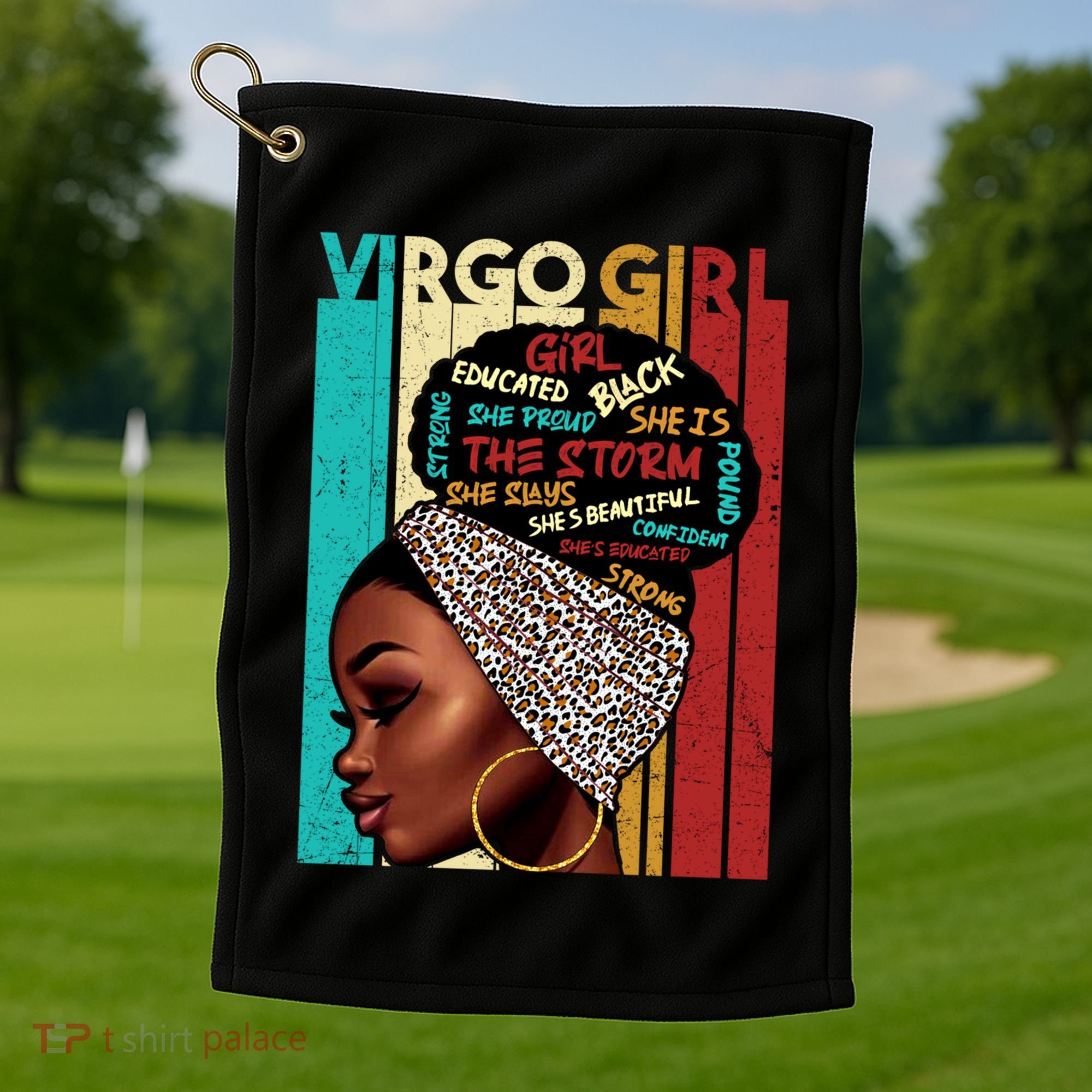 Virgo She Slays And Prays August September Birthday Queen Gift Golf Towel
