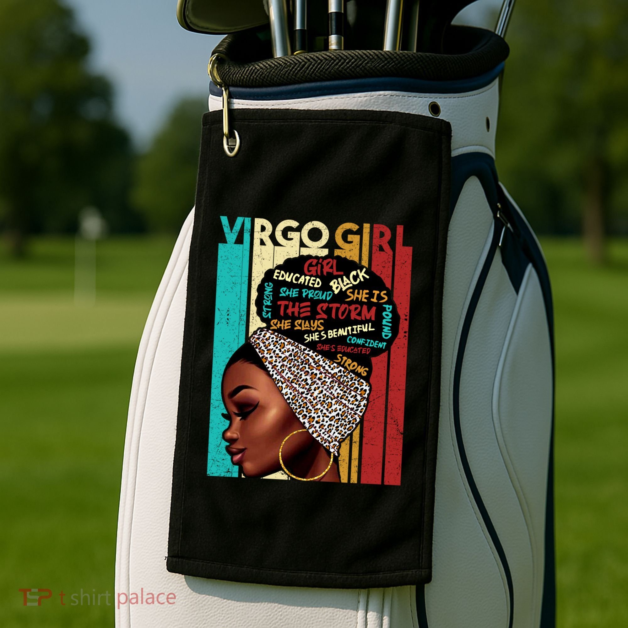Virgo She Slays And Prays August September Birthday Queen Gift Golf Towel