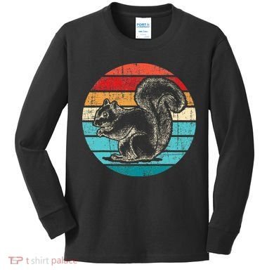 Vintage Squirrel Squirrel Lover Rodent Animal Lover Kids Long Sleeve Shirt