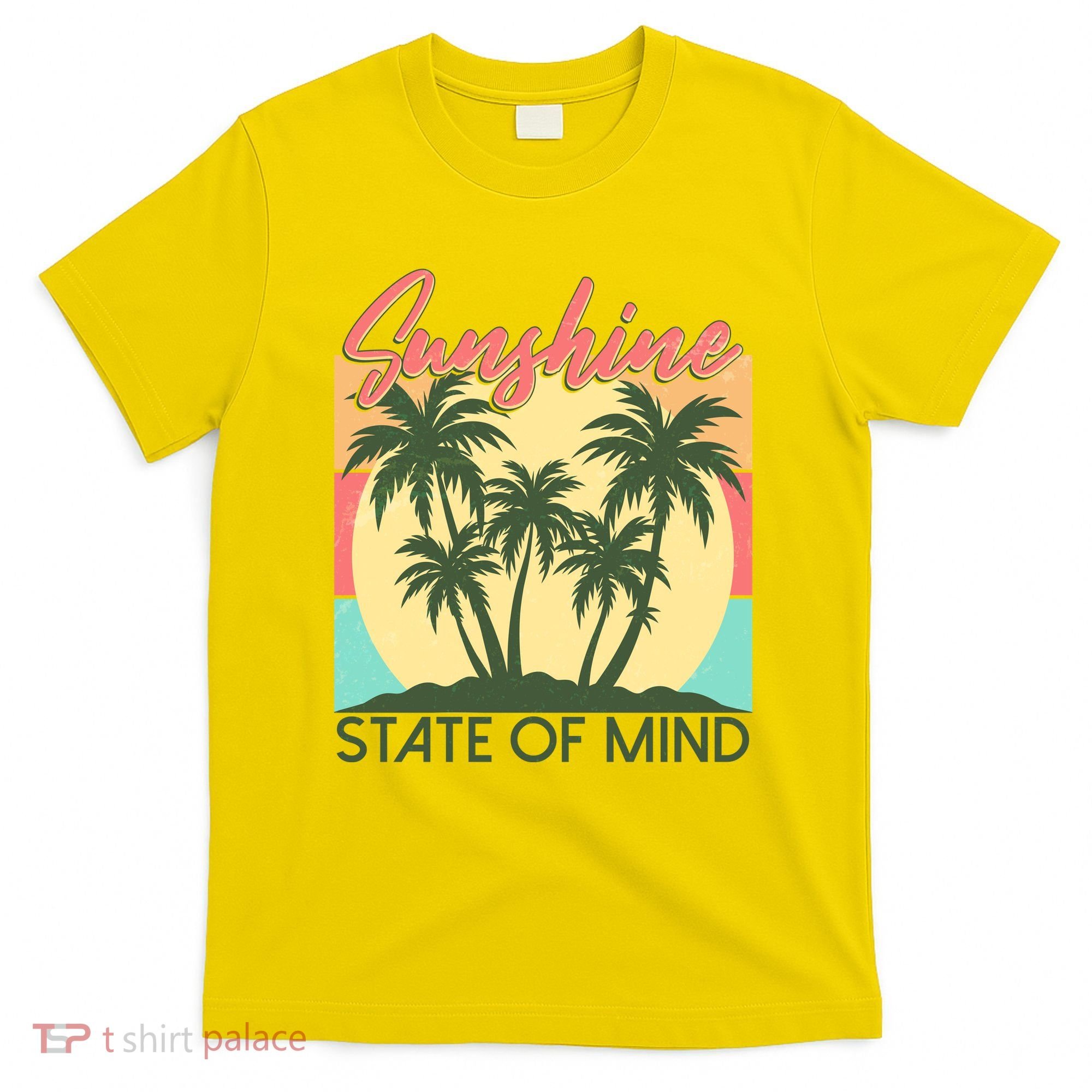 Vintage Sunshine State Of Mind Tropical Palm Trees Vacation Time T-Shirt