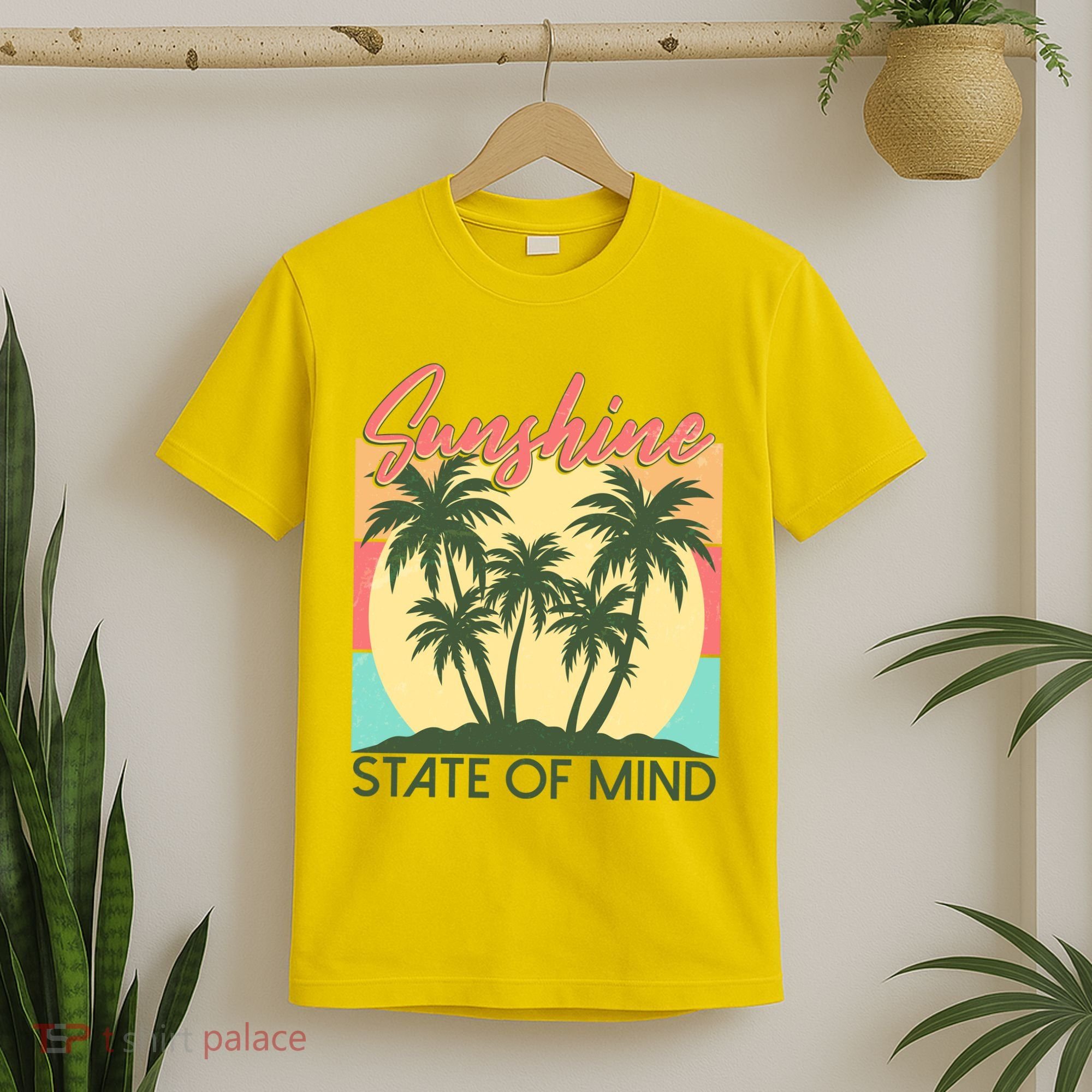 Vintage Sunshine State Of Mind Tropical Palm Trees Vacation Time T-Shirt