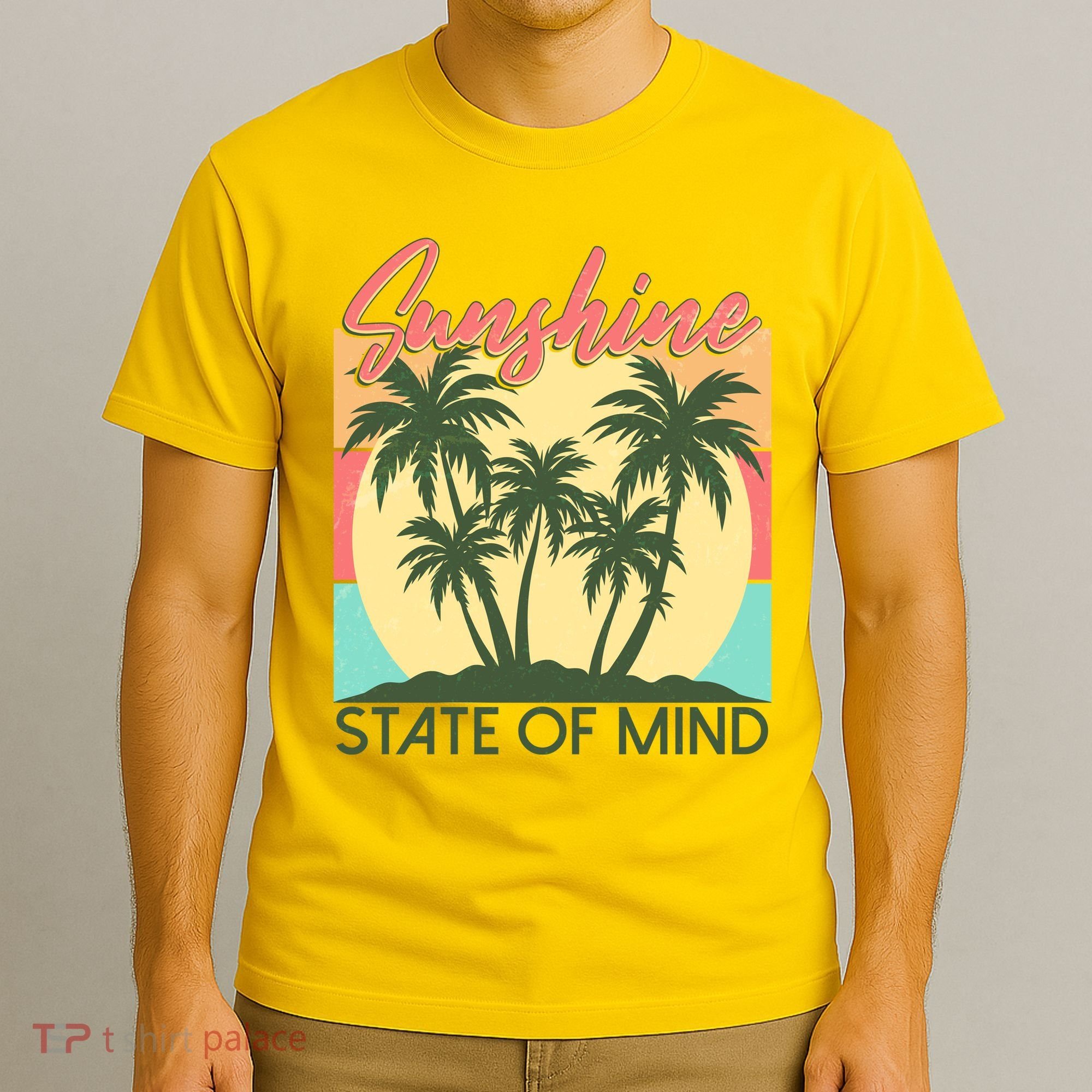 Vintage Sunshine State Of Mind Tropical Palm Trees Vacation Time T-Shirt
