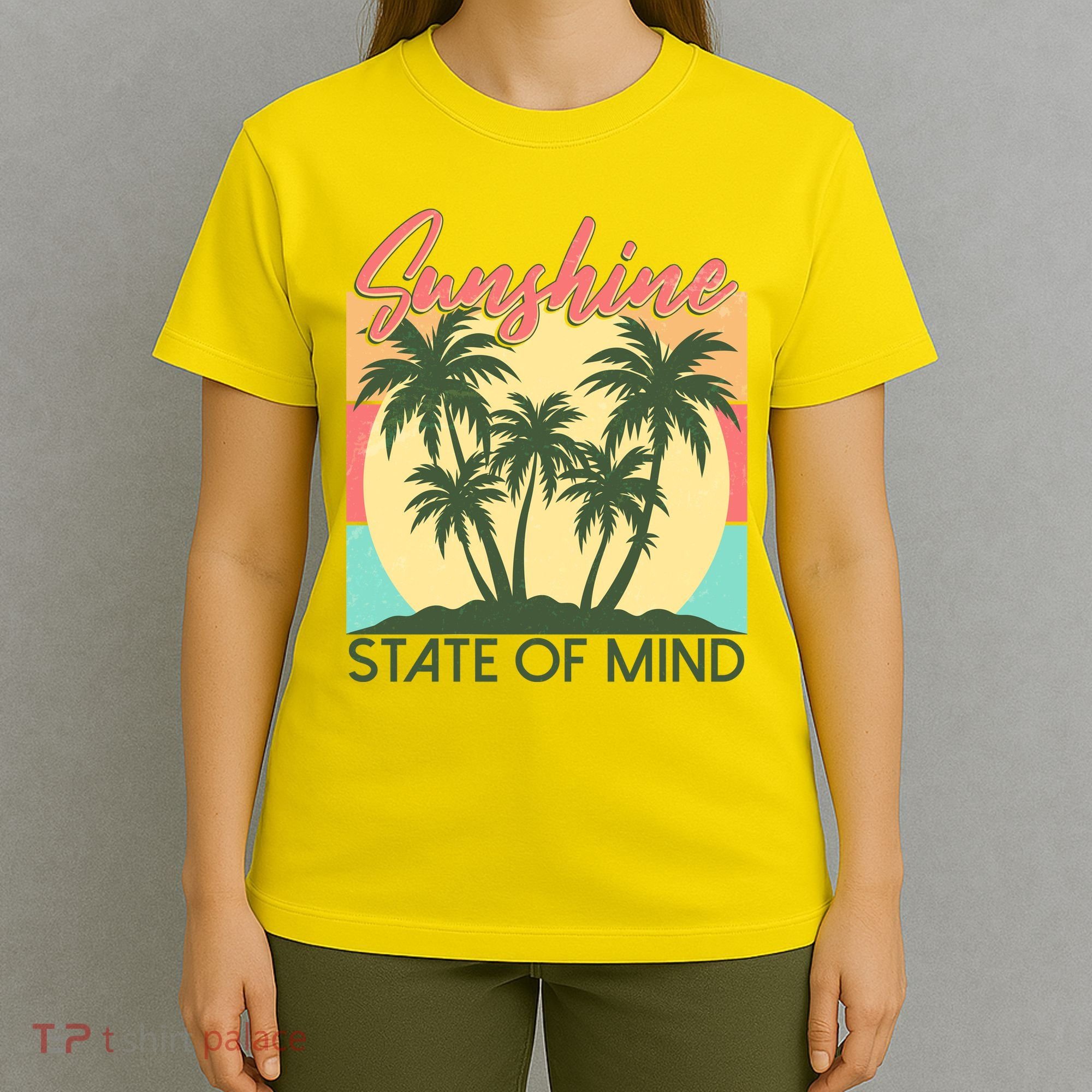 Vintage Sunshine State Of Mind Tropical Palm Trees Vacation Time T-Shirt