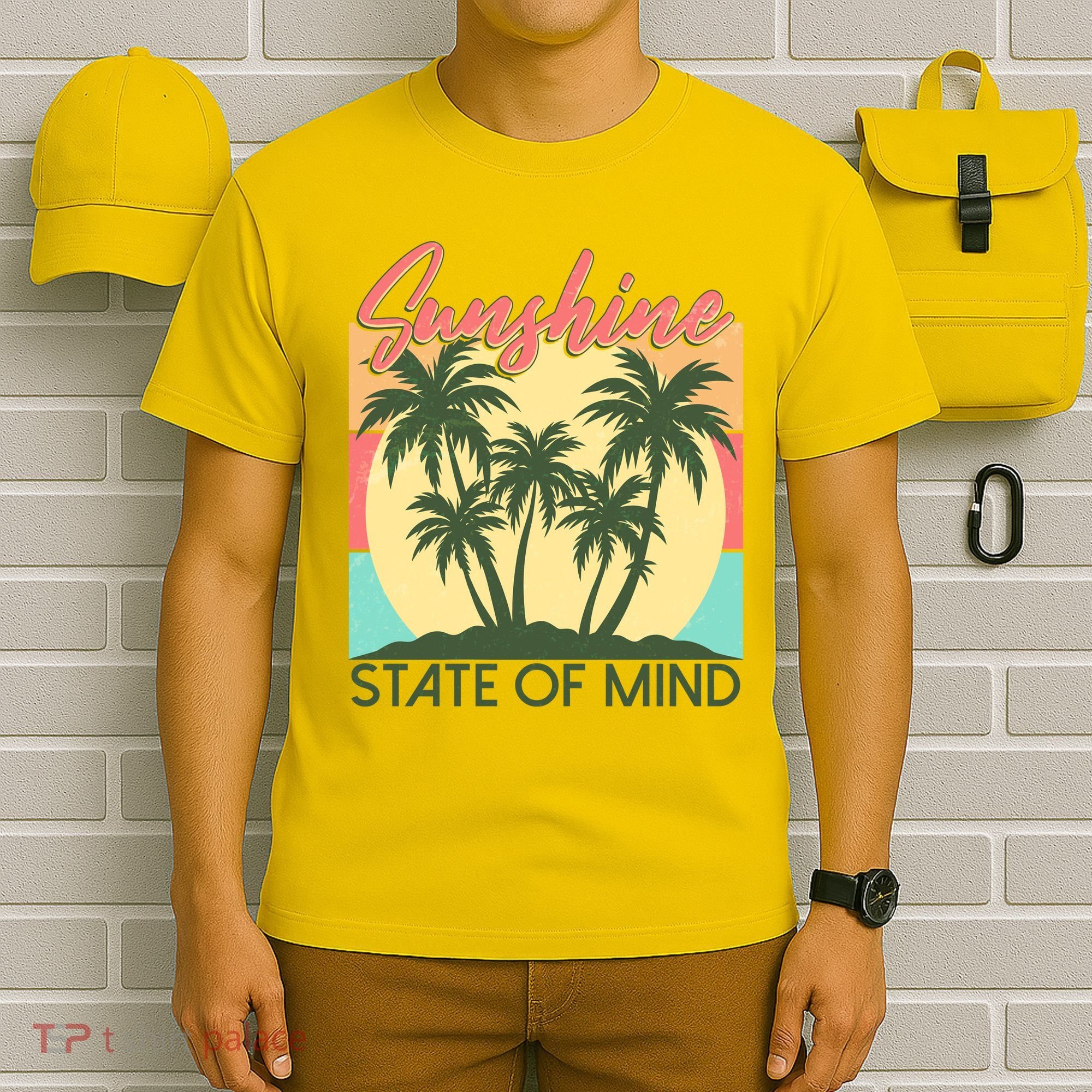 Vintage Sunshine State Of Mind Tropical Palm Trees Vacation Time T-Shirt