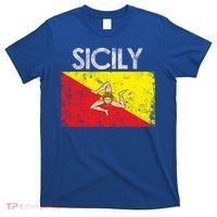 Vintage Sicily Sicilian Flag Pride Gift Cute Gift T-Shirt thumb 0