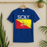 Vintage Sicily Sicilian Flag Pride Gift Cute Gift T-Shirt thumb 2