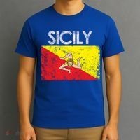 Vintage Sicily Sicilian Flag Pride Gift Cute Gift T-Shirt thumb 3