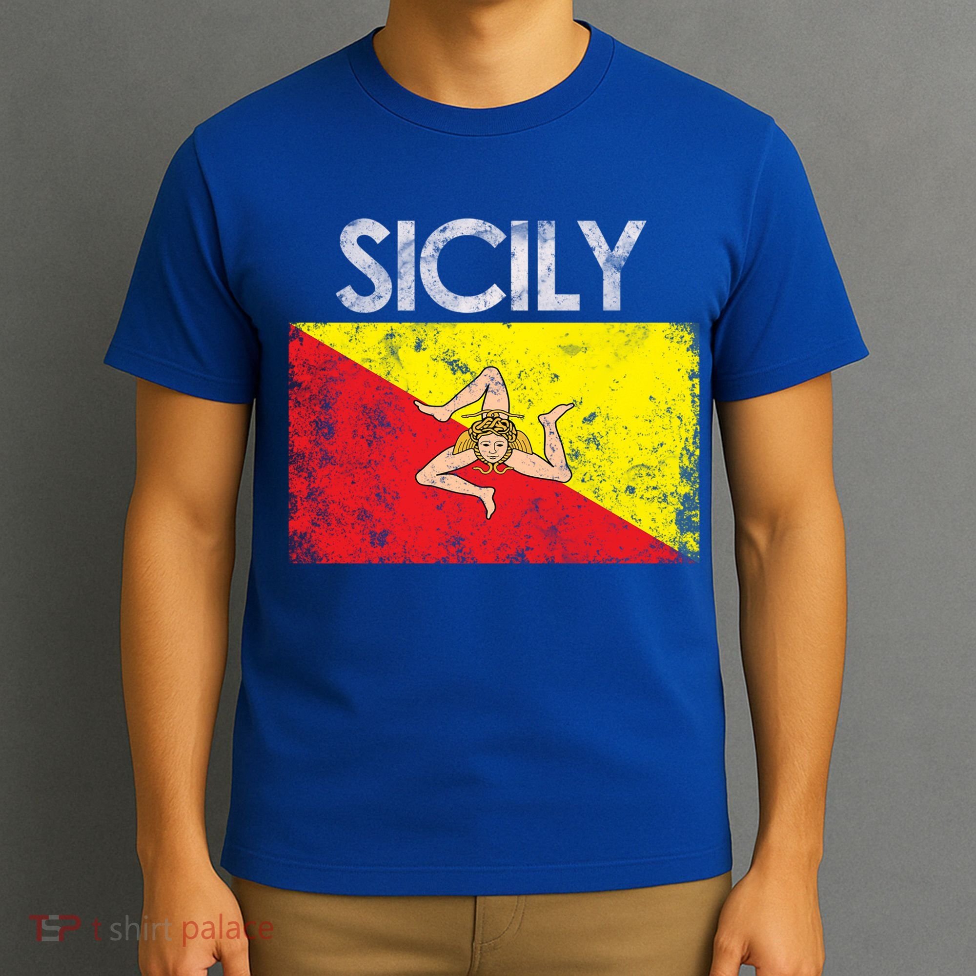 Vintage Sicily Sicilian Flag Pride Gift Cute Gift T-Shirt