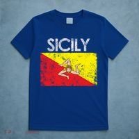 Vintage Sicily Sicilian Flag Pride Gift Cute Gift T-Shirt thumb 5
