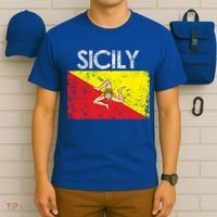 Vintage Sicily Sicilian Flag Pride Gift Cute Gift T-Shirt thumb 6