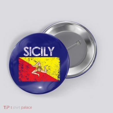 Vintage Sicily Sicilian Flag Pride Gift Cute Gift Button