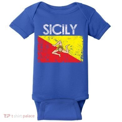 Vintage Sicily Sicilian Flag Pride Gift Cute Gift Baby Bodysuit