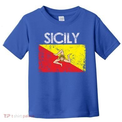 Vintage Sicily Sicilian Flag Pride Gift Cute Gift Toddler T-Shirt