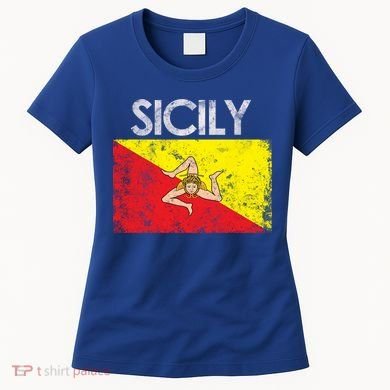 Vintage Sicily Sicilian Flag Pride Gift Cute Gift Women's T-Shirt