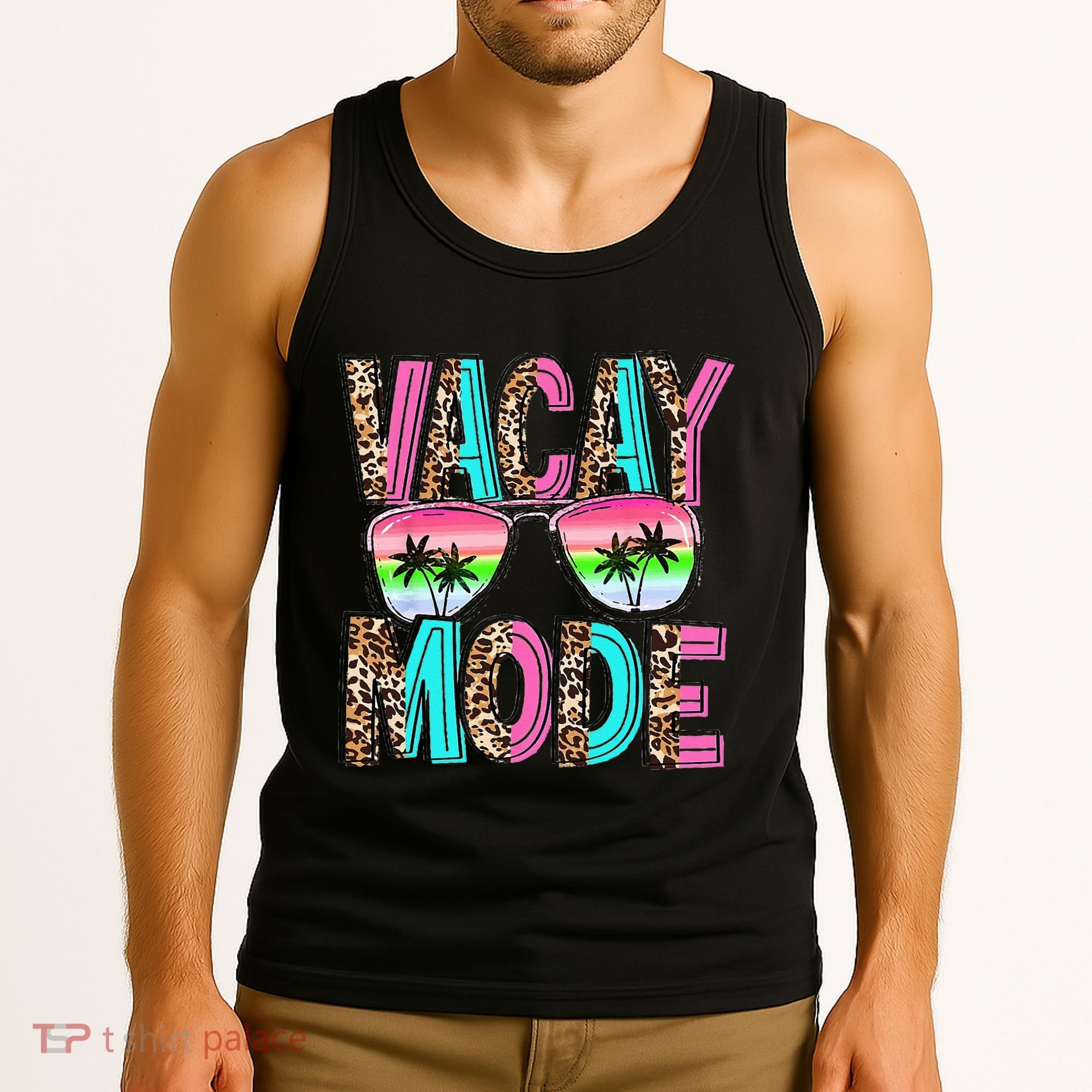 Vacation Summer Sunglasses And Palm Trees Vacay Mode Funny Tank Top