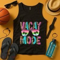 Vacation Summer Sunglasses And Palm Trees Vacay Mode Funny Tank Top thumb 4