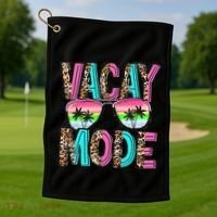 Vacation Summer Sunglasses And Palm Trees Vacay Mode Funny Golf Towel thumb 1