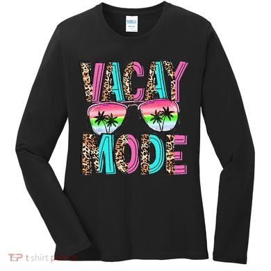 Vacation Summer Sunglasses And Palm Trees Vacay Mode Funny Women's Long Sleeve Shirt