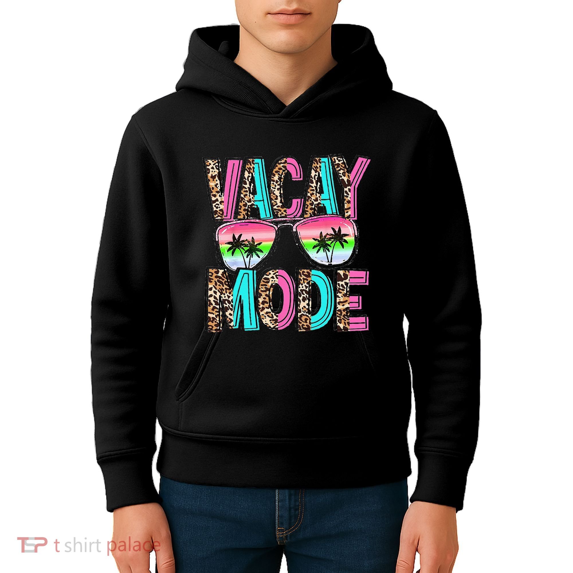 Vacation Summer Sunglasses And Palm Trees Vacay Mode Funny Kids Hoodie