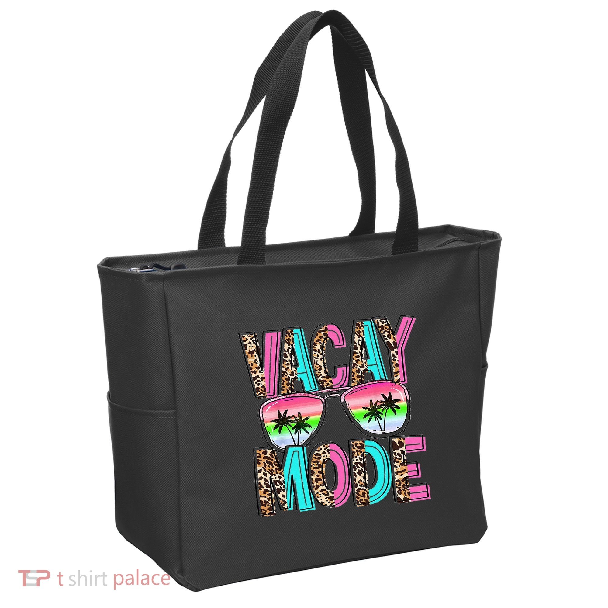 Vacation Summer Sunglasses And Palm Trees Vacay Mode Funny Tote Bag