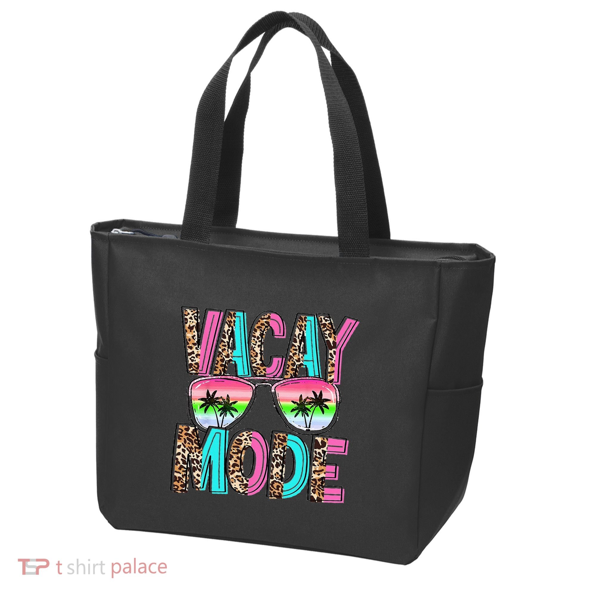 Vacation Summer Sunglasses And Palm Trees Vacay Mode Funny Tote Bag