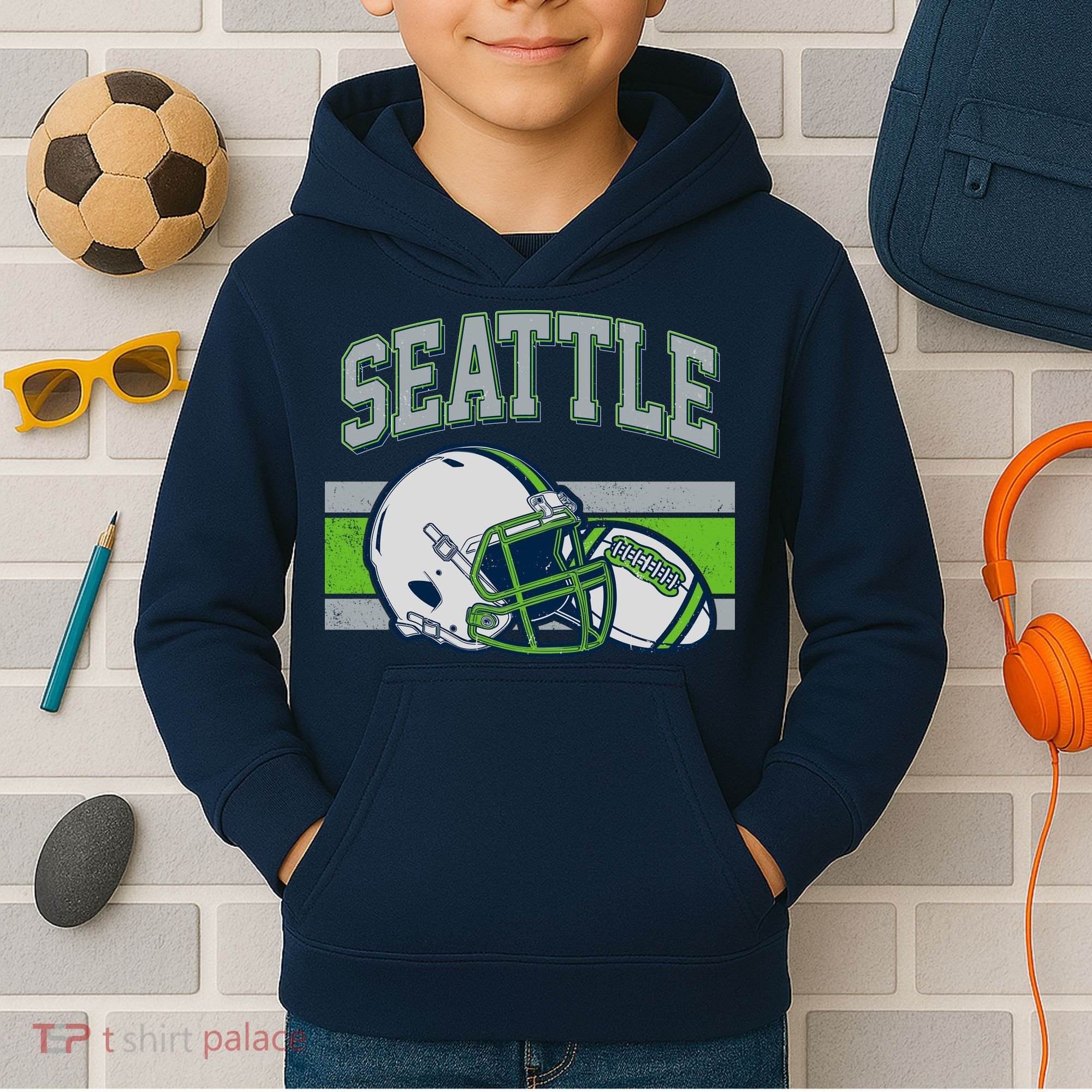 Varsity Style Seattle Football Kids Hoodie