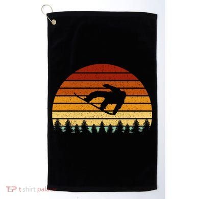 Vintage Sunset Snowboarding Gift For Snowboarders  Golf Towel