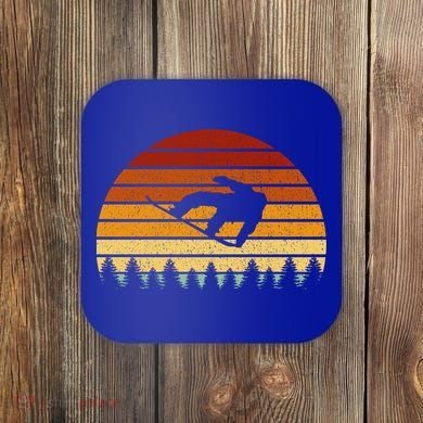 Vintage Sunset Snowboarding Gift For Snowboarders  Coaster