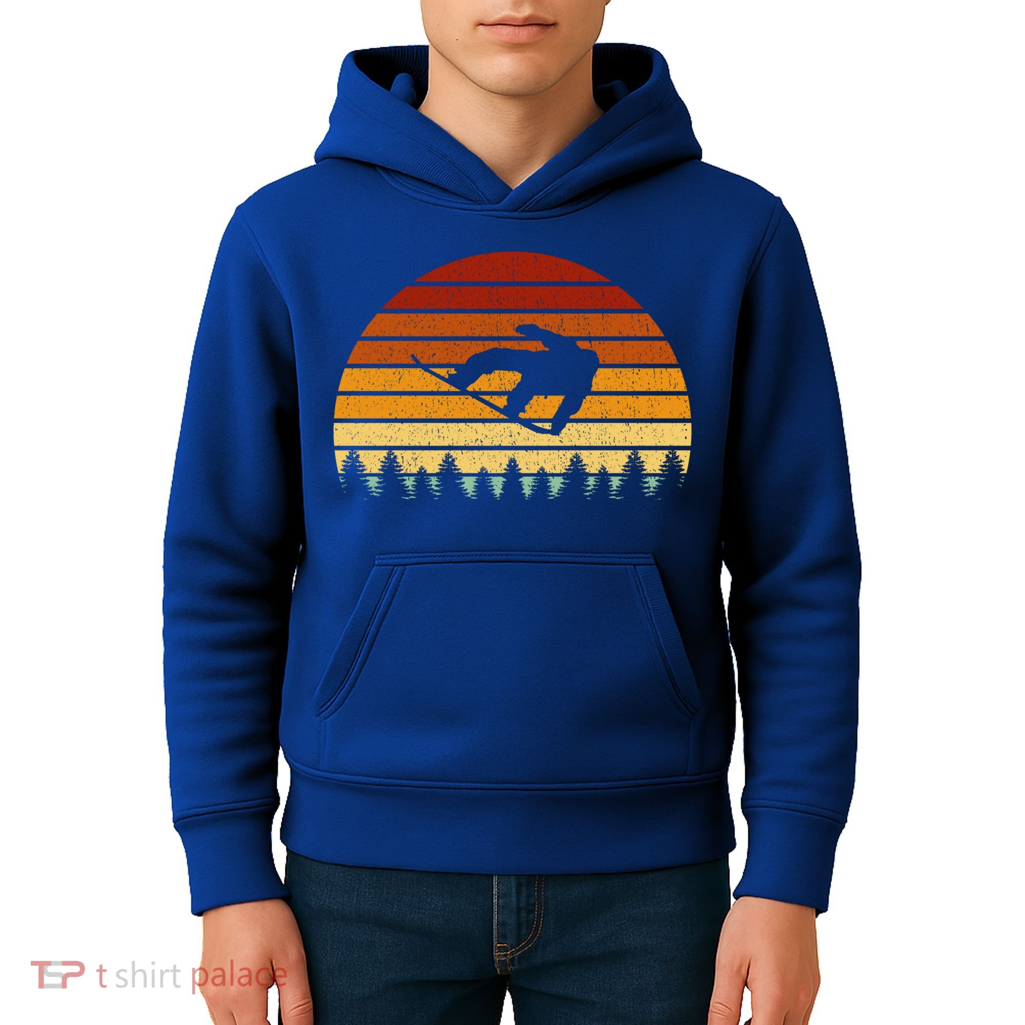 Vintage Sunset Snowboarding Gift For Snowboarders  Kids Hoodie