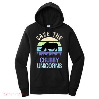 Vintage Sunset Save The Chubby Unicorns Fat Rhino  Women's Hoodie