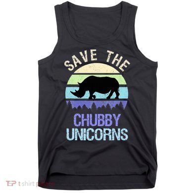 Vintage Sunset Save The Chubby Unicorns Fat Rhino  Tank Top