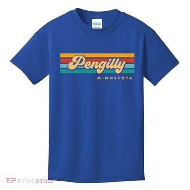 Vintage Sunset Stripes Pengilly Minnesota Kids T-Shirt