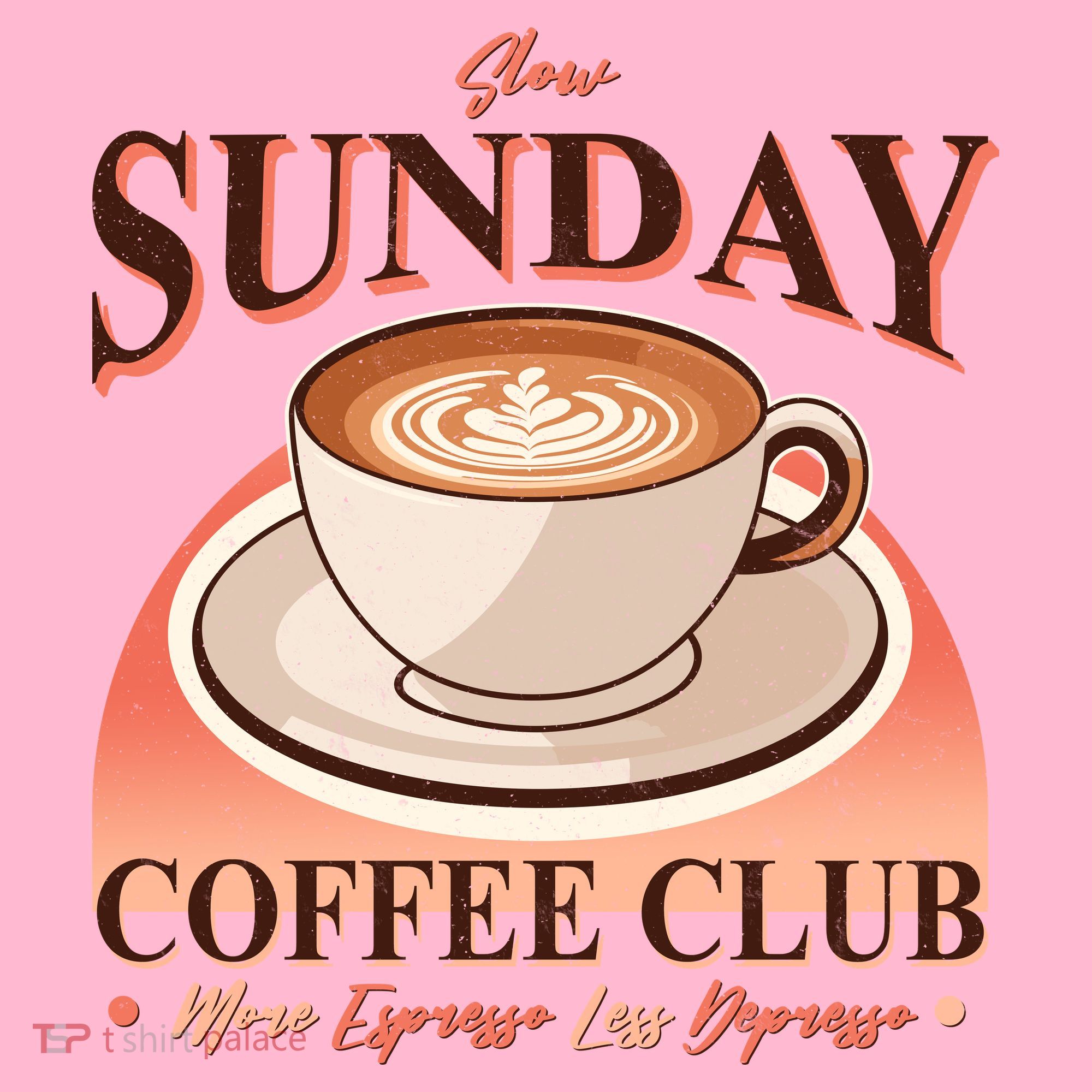 Vintage Slow Sunday Coffee Club More Espresso Less Depresso T-Shirt