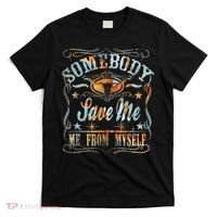 Vintage Somebody Save Me From Myself Floral Skull Retro T-Shirt thumb 0
