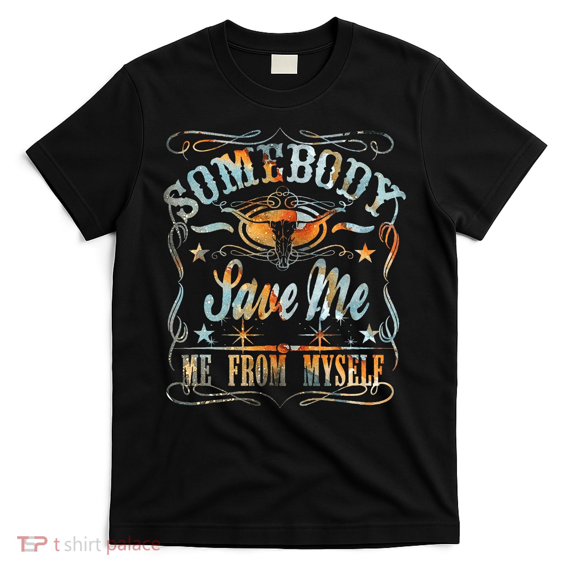 Vintage Somebody Save Me From Myself Floral Skull Retro T-Shirt