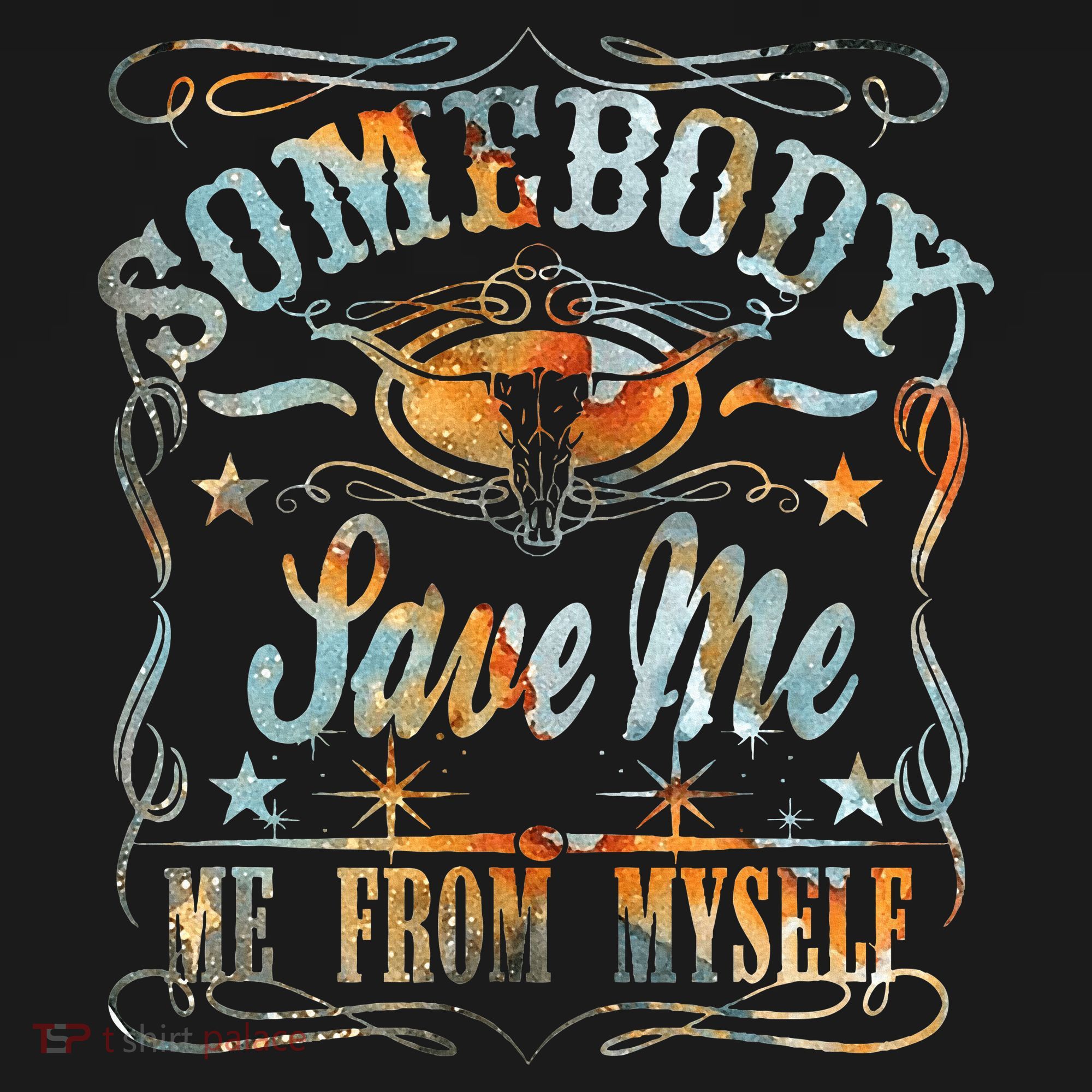 Vintage Somebody Save Me From Myself Floral Skull Retro T-Shirt