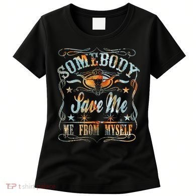 Vintage Somebody Save Me From Myself Floral Skull Retro Women's T-Shirt