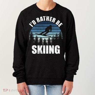 Vintage Skiing Sunset Id Rather Be Skiing Meaningful Gift Women's Sweatshirt