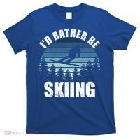 Vintage Skiing Sunset Id Rather Be Skiing Meaningful Gift T-Shirt thumb 0