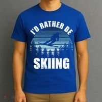 Vintage Skiing Sunset Id Rather Be Skiing Meaningful Gift T-Shirt thumb 3